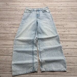 H&M Divided Jeans Womens 4 Blue Light Wash Denim High Rise Baggy Wide Leg Cotton